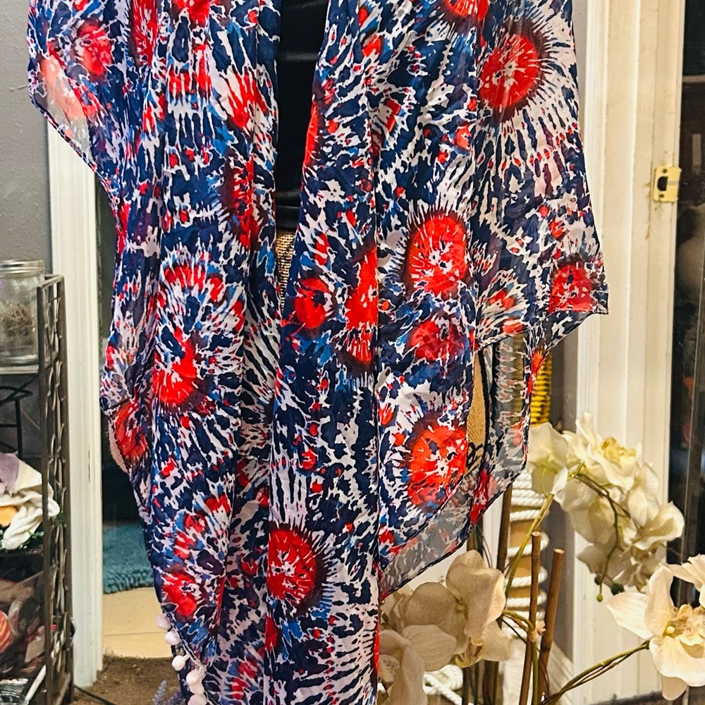 Vibrant Tie-Dye Patterned Shawl